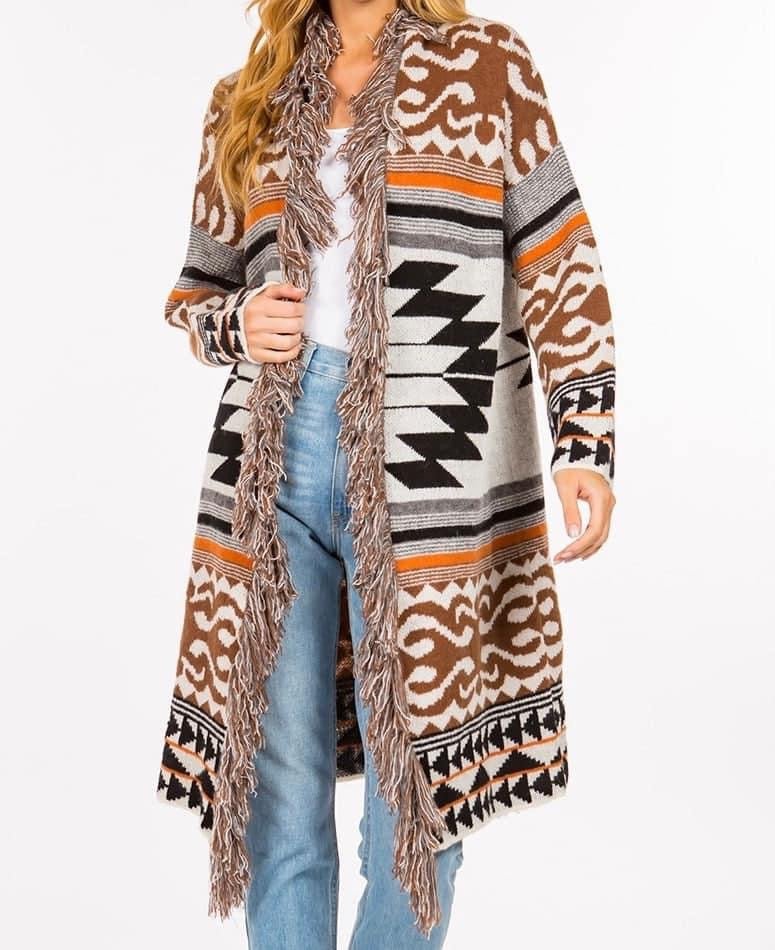 Aztec Oh So Soft Fringe Cardigan - Blush & Cactus