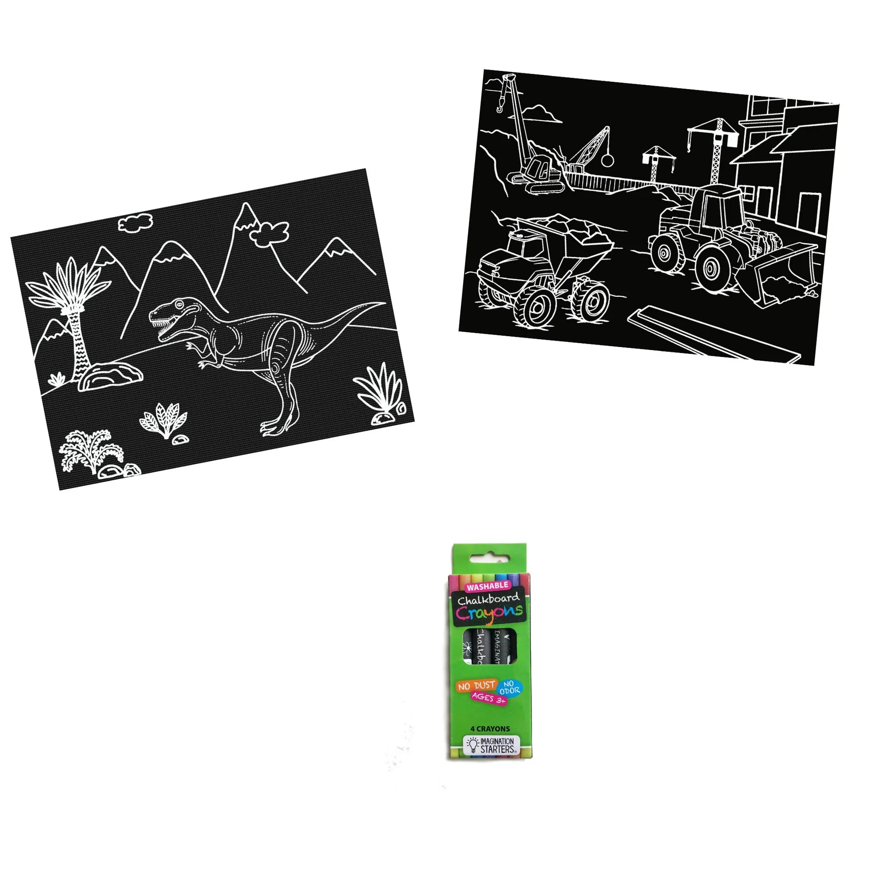 Mini Dino Construction - Chalkboard Coloring Kit