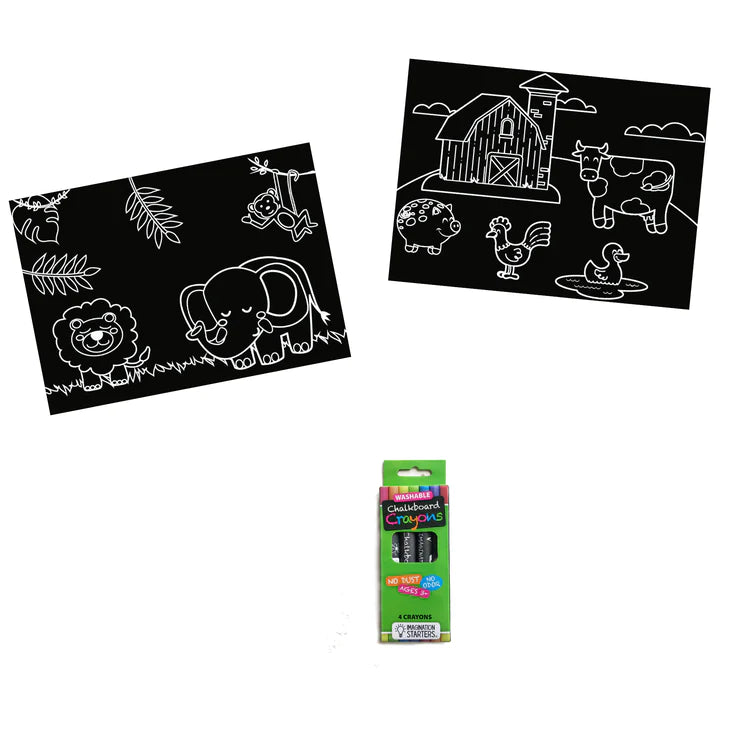 Mini Farm Jungle Chalkboard Coloring Kit - Farm & Jungle