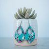 Medium Cherry Blossom Teardrop Wood Dangle Earrings
