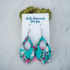 Medium Cherry Blossom Teardrop Wood Dangle Earrings
